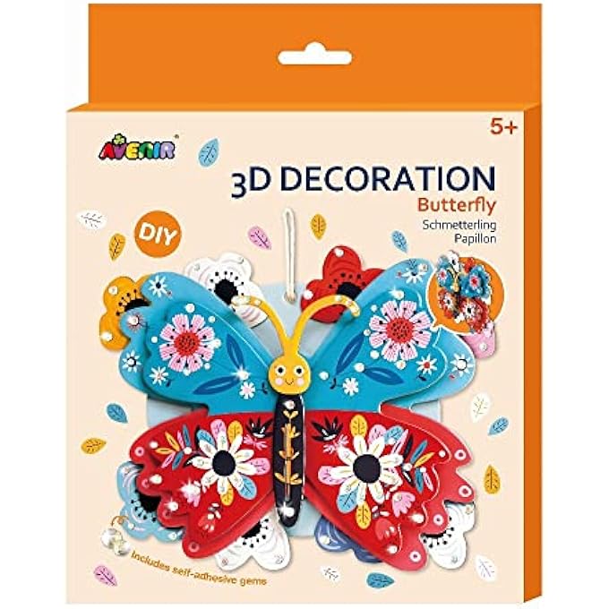 3D DECORATION - BUTTERFLY KIT | TURN YOUR WALL INTO A ZOO! CREATE 3D DECORATIONS WITH PRE-CUT CARDBOARD PUZZLE PIECES | THOUGHTFUL AND CREATIVE GIFT OPTION FOR KIDS 3+ - Image 1